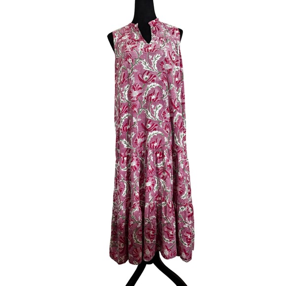 Stark X Dresses & Skirts - Stark X Maxi Dress Women's Large Sleeveless Pink Floral Cotton Tiered